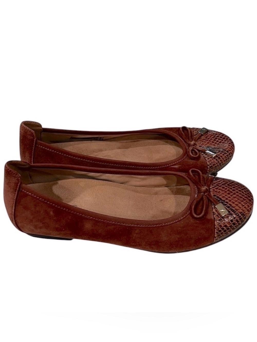 VIONIC Minna Brown Suede Snake Print Cap Toe Ballet Flat Size 6 - Picture 2 of 10